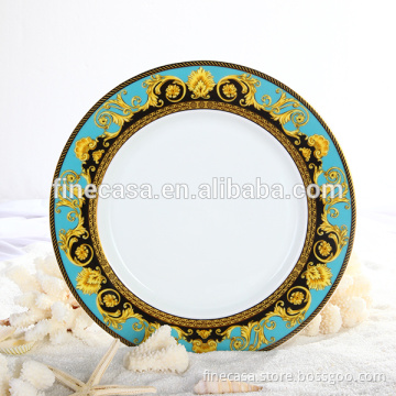 10.5 Inches Luxury Fine Hyper White Porcelain Ceramic Embossing Plate of Sea Goddness